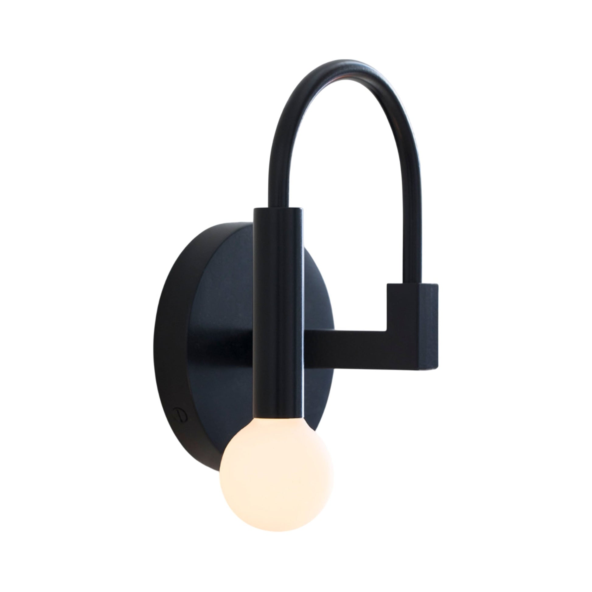 Arch Wall Light in Matte Black/Facing Left.