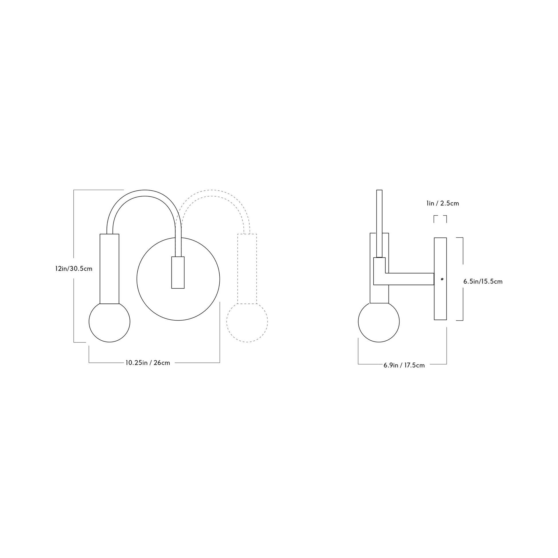 Arch Wall Light - line drawing.
