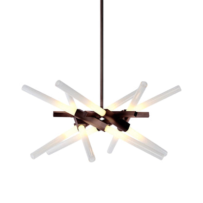 Astral Agnes Chandelier in Bronze/Straight-cut (12-Light).