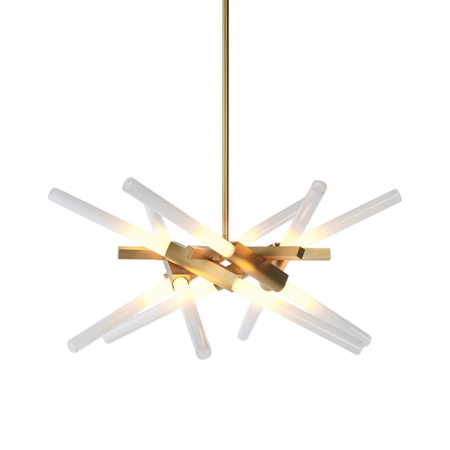 Astral Agnes Chandelier in Brushed Brass/Straight-cut (12-Light).