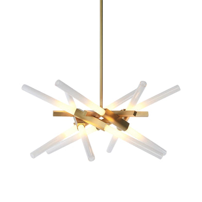 Astral Agnes Chandelier in Brushed Brass/Straight-cut (12-Light).