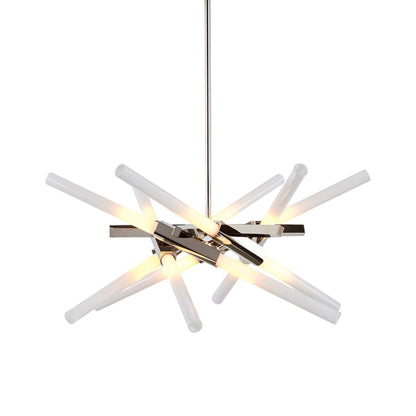 Astral Agnes Chandelier in Polished Nickel/Straight-cut (12-Light).