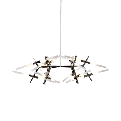 Astral Agnes Chandelier in Polished Nickel/Straight-cut (24-Light).