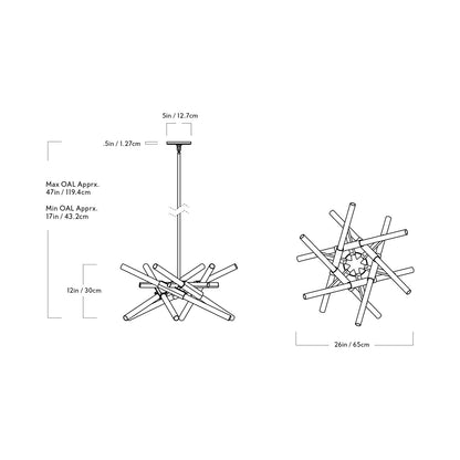 Astral Agnes Chandelier - line drawing.