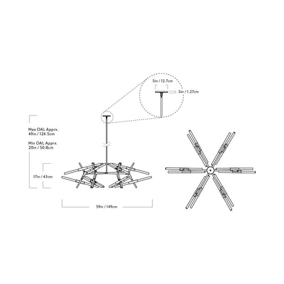 Astral Agnes Chandelier - line drawing.