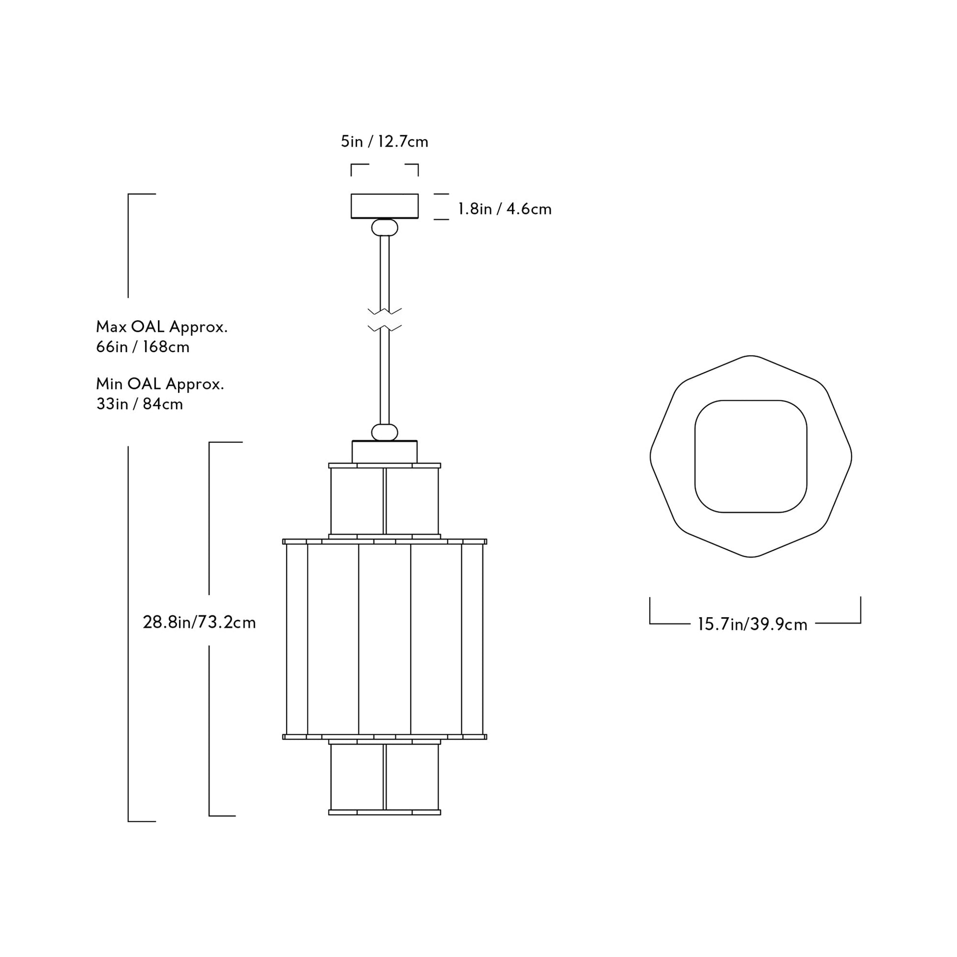 Bauer LED Chandelier - line drawing.