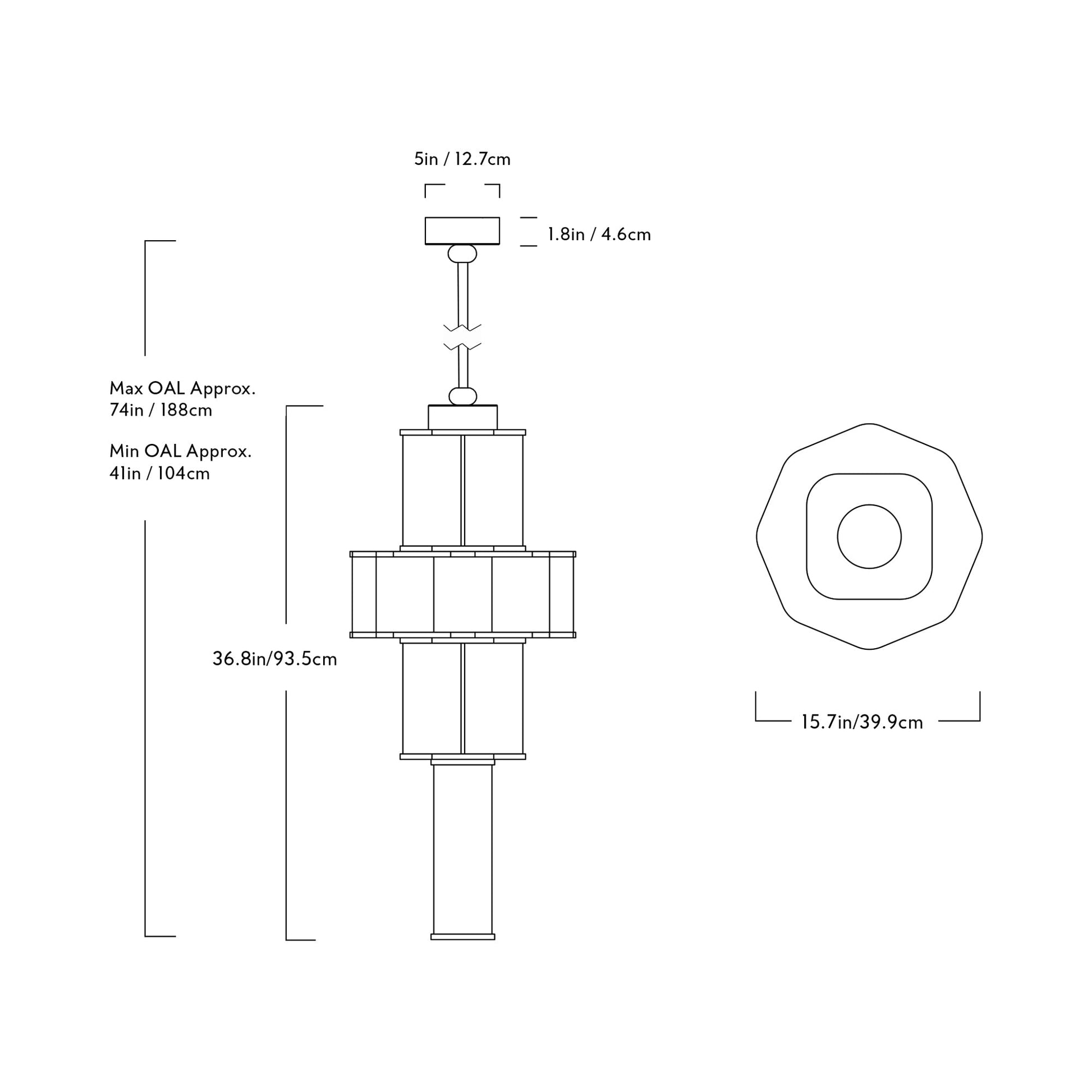 Bauer LED Chandelier - line drawing.