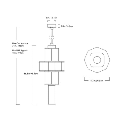 Bauer LED Chandelier - line drawing.