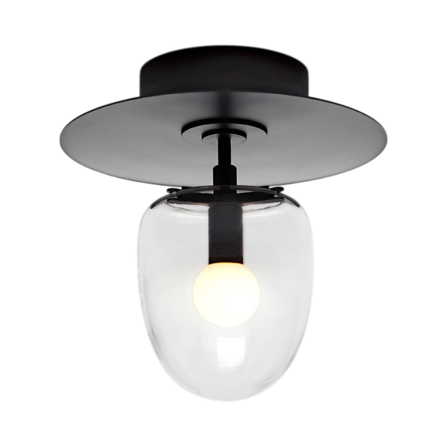 Bell LED Flush Mount Ceiling Light in Blackened Brass/Clear.