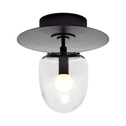 Bell LED Flush Mount Ceiling Light in Blackened Brass/Clear.