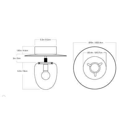 Bell LED Flush Mount Ceiling Light - line drawing.
