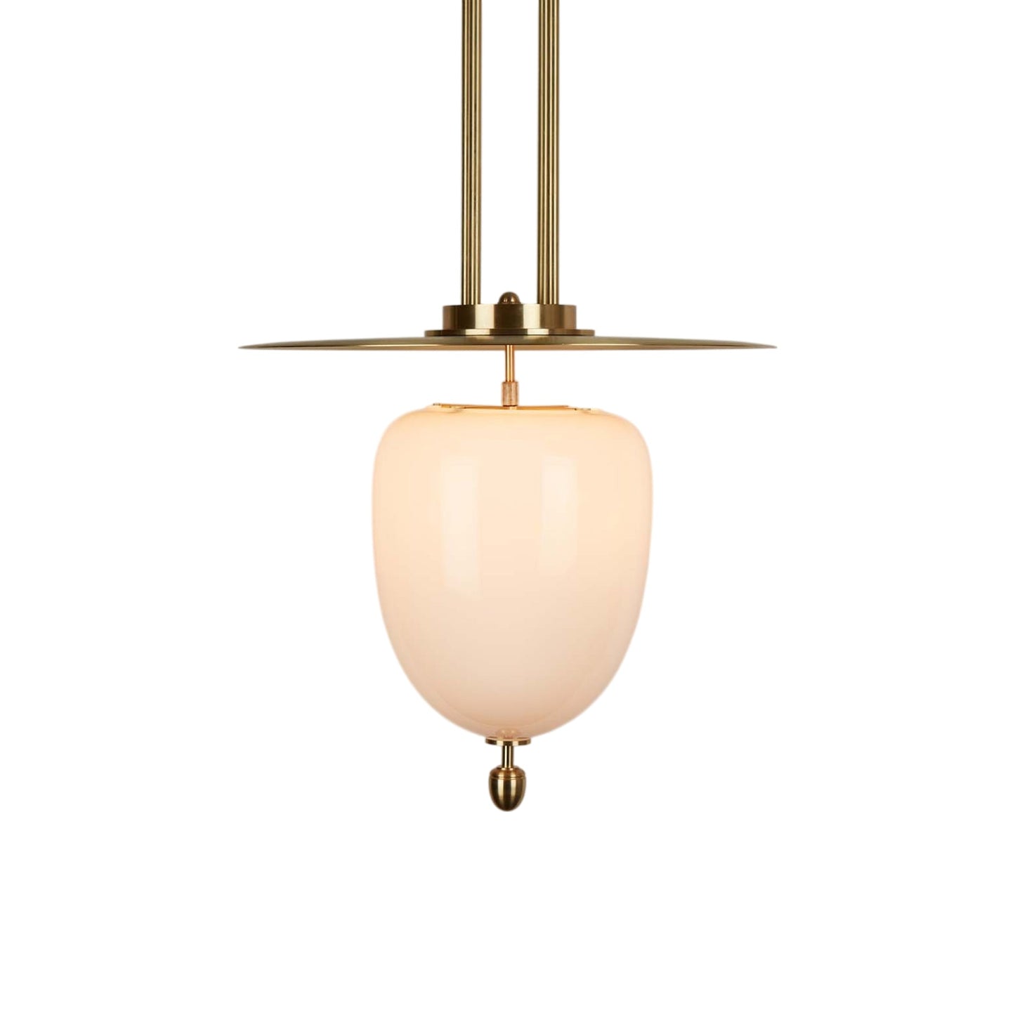 Bell LED Pendant Light in Unlacquered Brushed Brass/Opal (22-Inch).