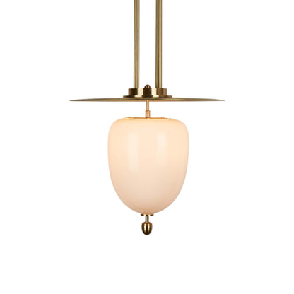 Bell LED Pendant Light in Unlacquered Brushed Brass/Opal (22-Inch).