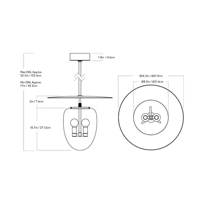 Bell LED Pendant Light - line drawing.