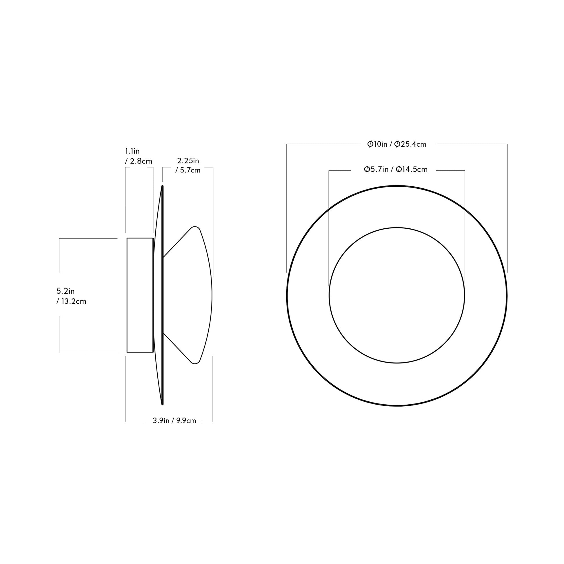 Bell LED Wall Light - line drawing.