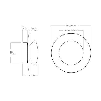 Bell LED Wall Light - line drawing.