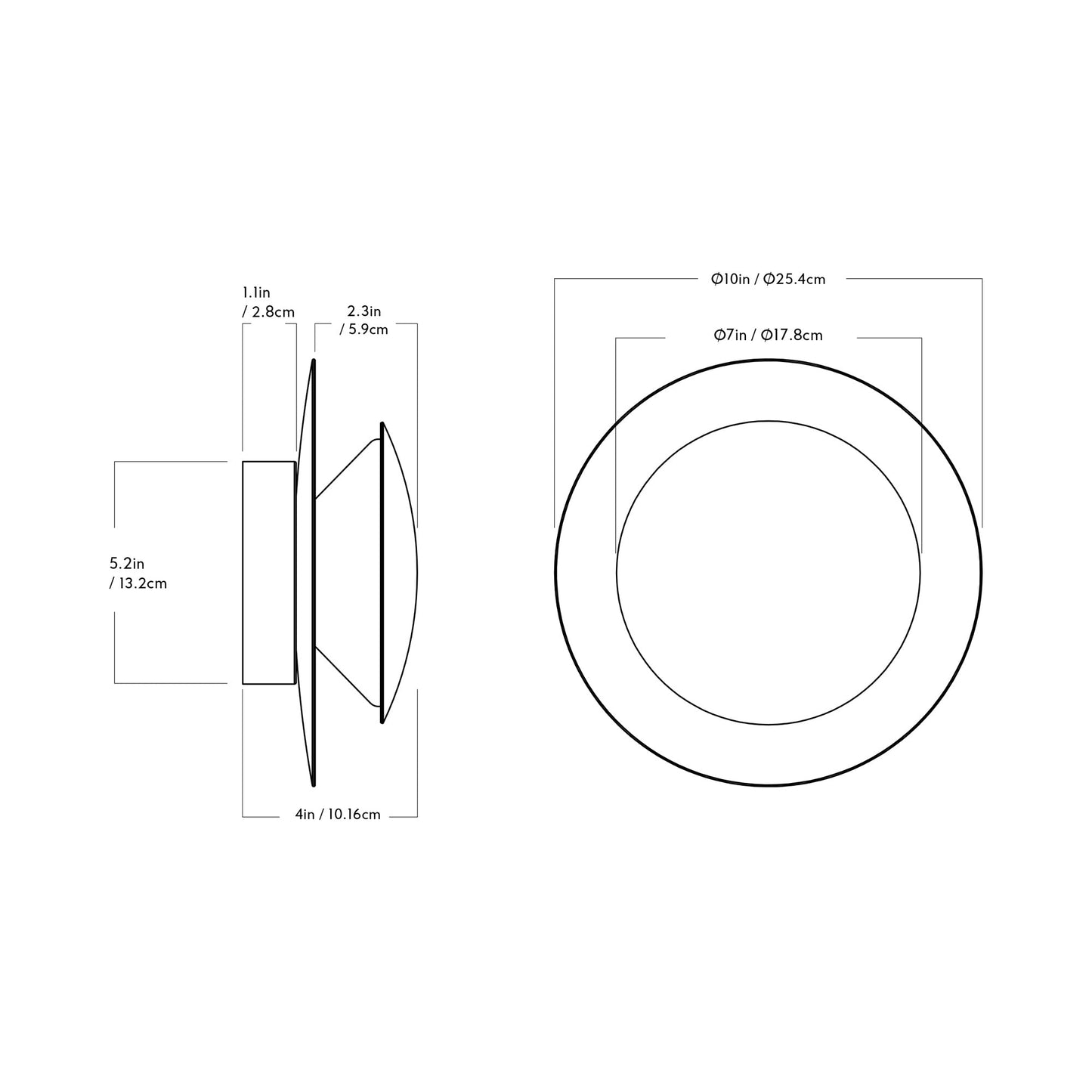 Bell LED Wall Light - line drawing.