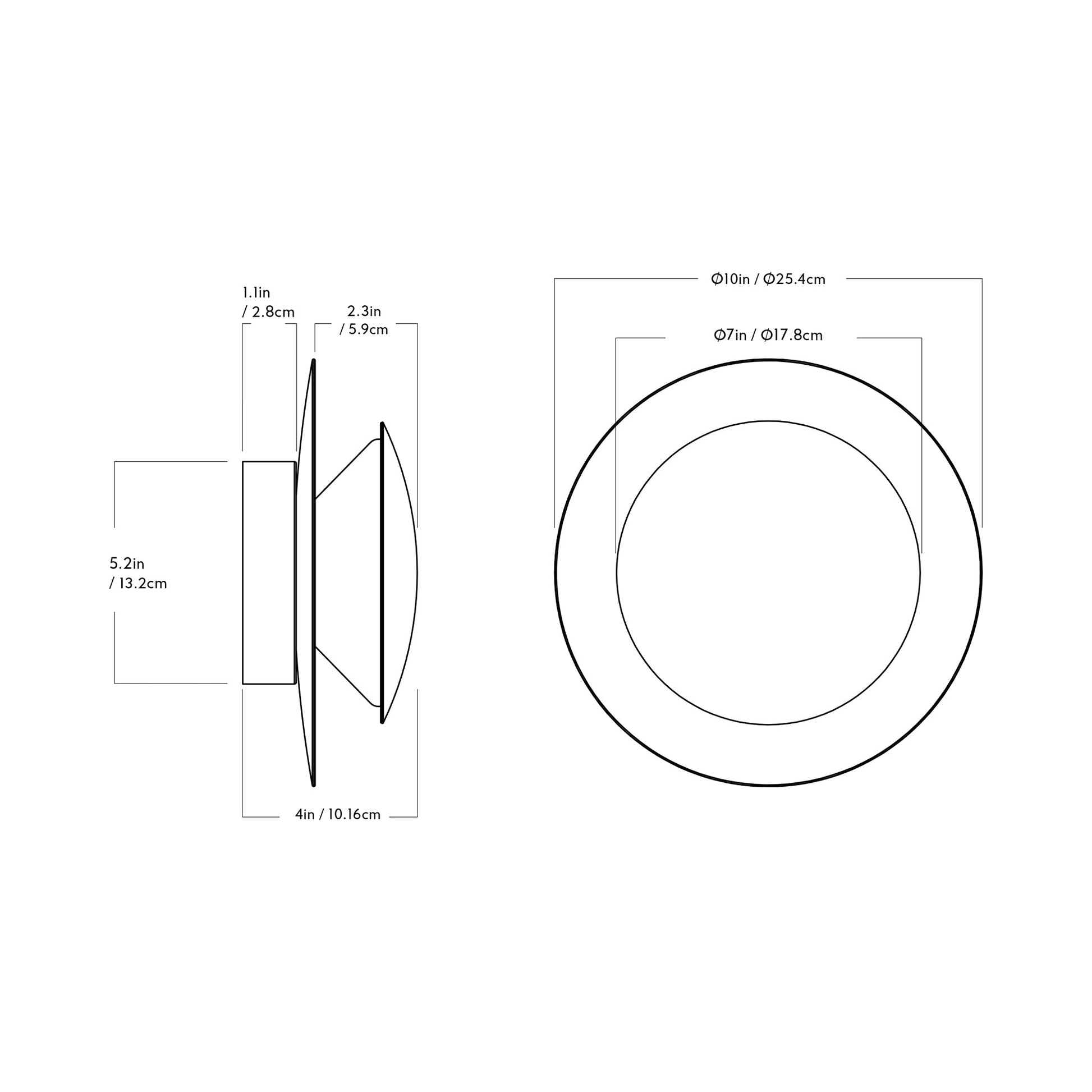 Bell LED Wall Light - line drawing.