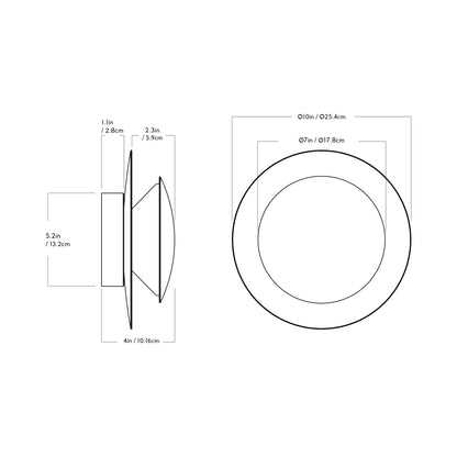 Bell LED Wall Light - line drawing.