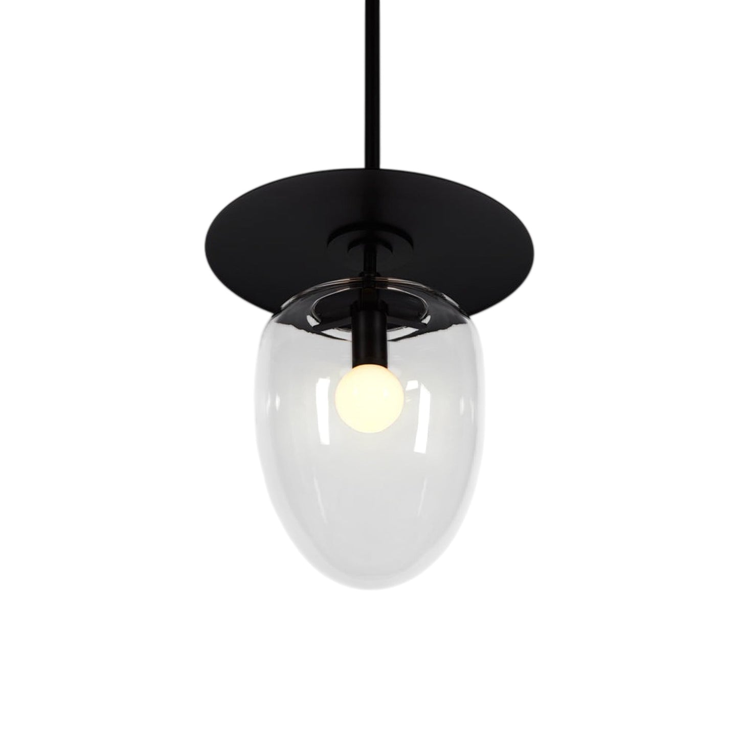 Bell Single LED Pendant Light in Blackened Brass/Clear Glass.