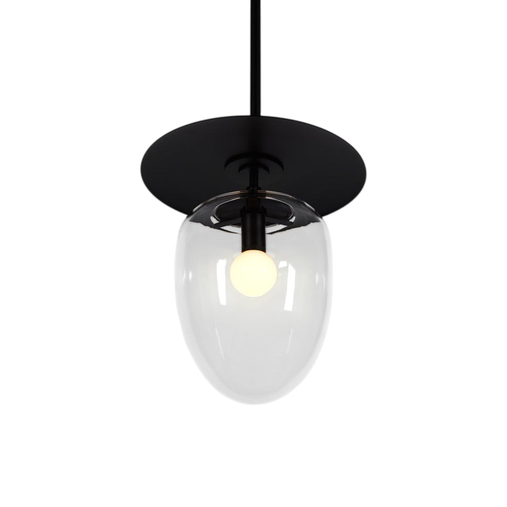 Bell Single LED Pendant Light in Blackened Brass/Clear Glass.