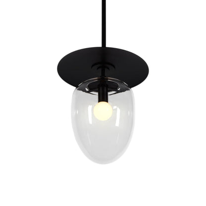 Bell Single LED Pendant Light in Blackened Brass/Clear Glass.