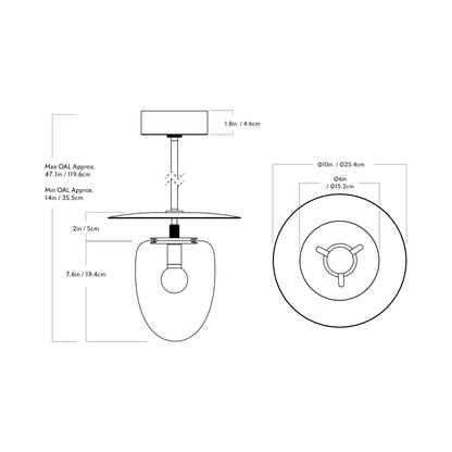 Bell Single LED Pendant Light - line drawing.