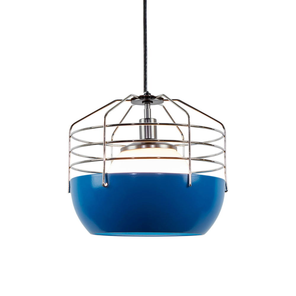 Bluff City Pendant Light in Blue/Nickel (14-Inch).