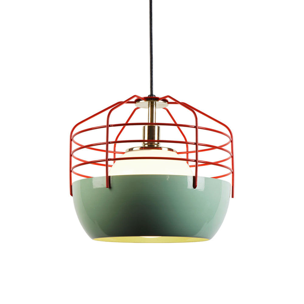 Bluff City Pendant Light in Mint/Red (14-Inch).