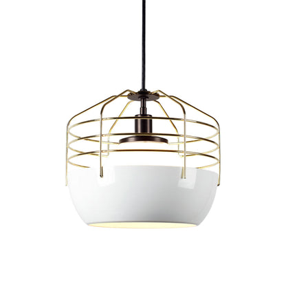 Bluff City Pendant Light in White/Brass (14-Inch).