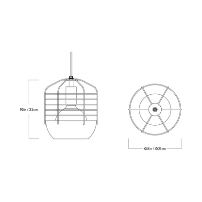 Bluff City Pendant Light - line drawing.