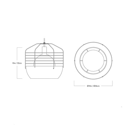 Bluff City Pendant Light - line drawing.