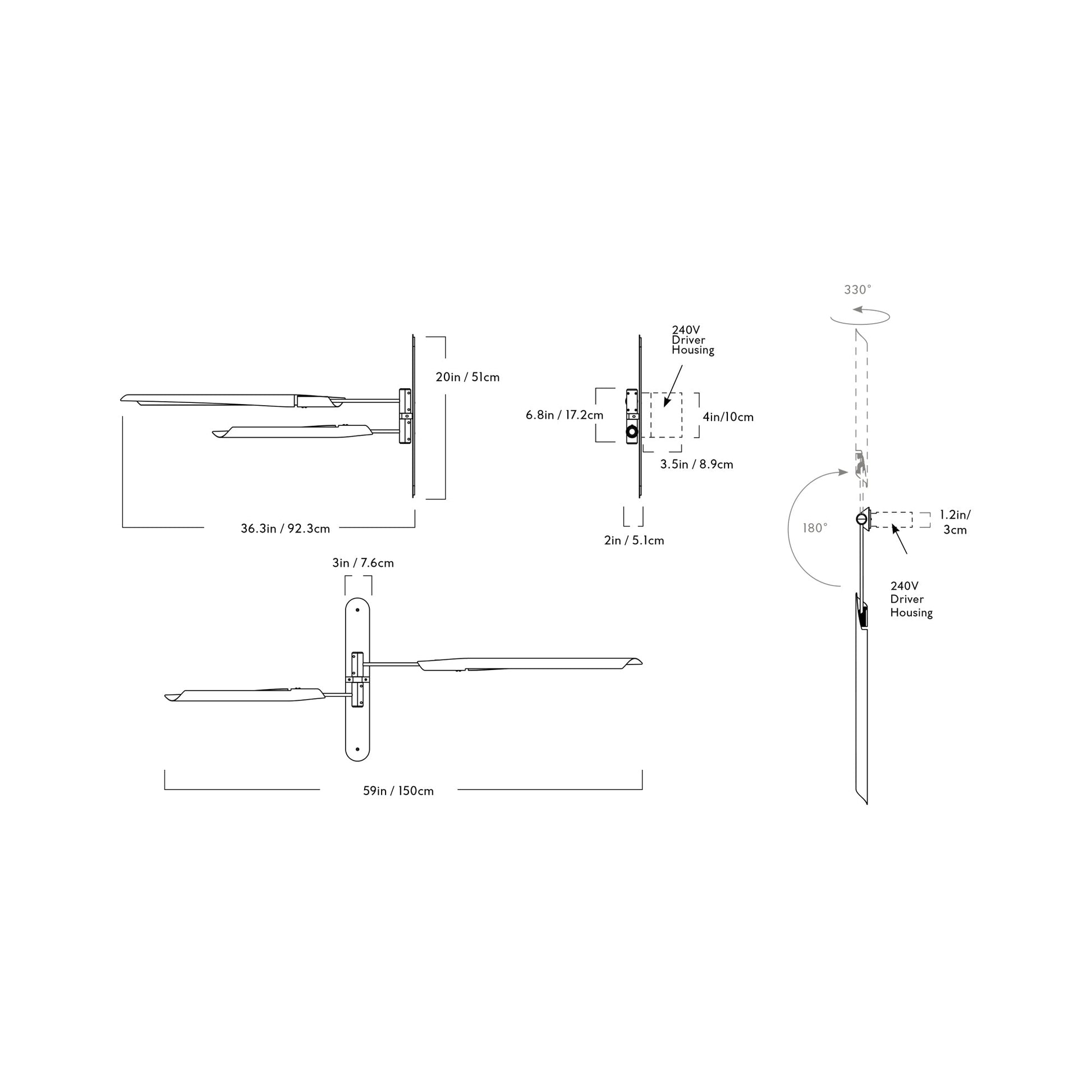 Boden LED Wall Light - line drawing.
