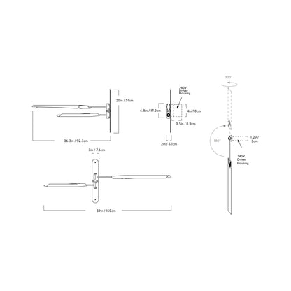 Boden LED Wall Light - line drawing.