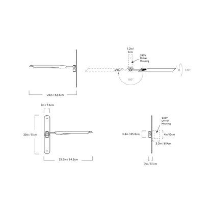 Boden Single LED Wall Light - line drawing.