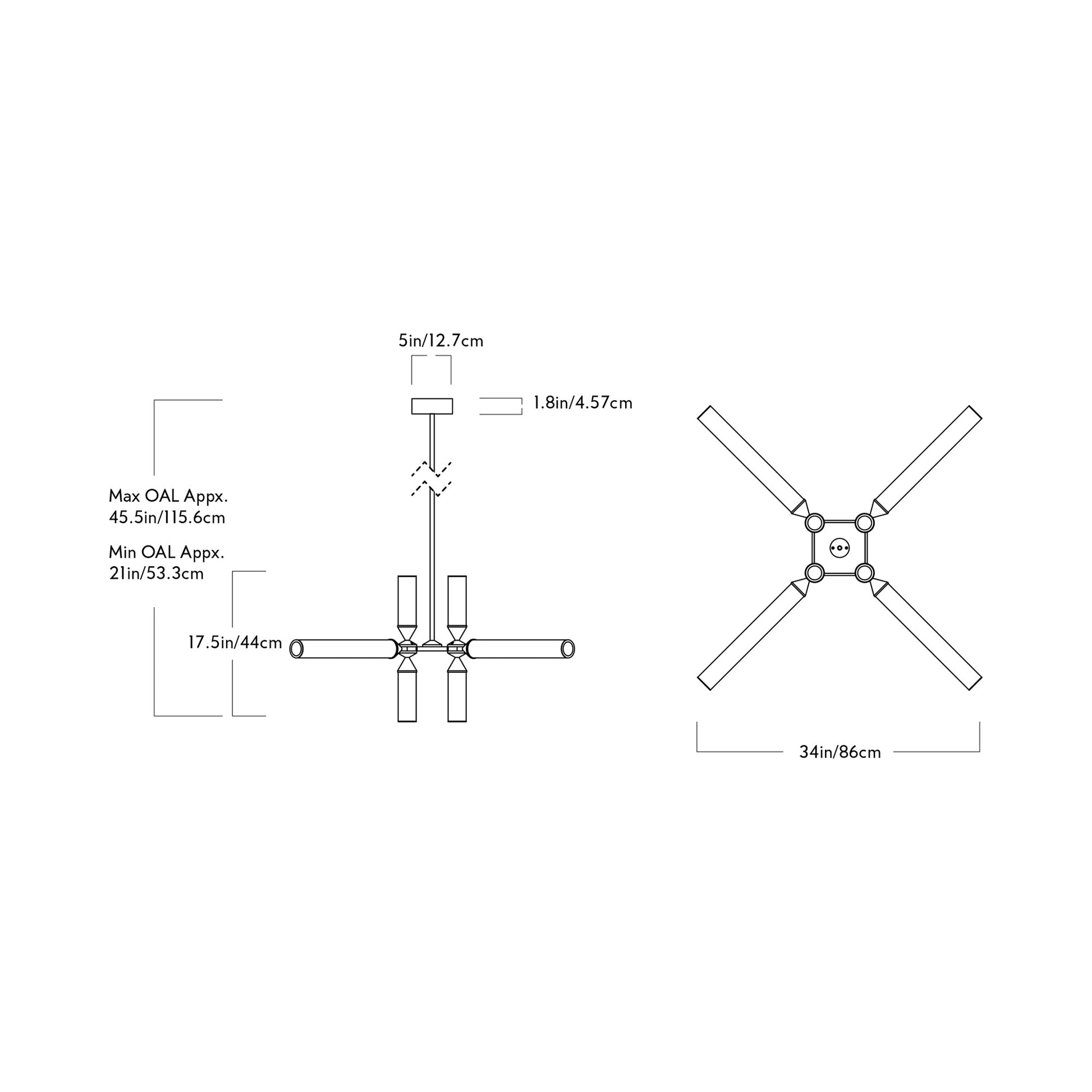 Castle CASL1201 LED Chandelier - line drawing.