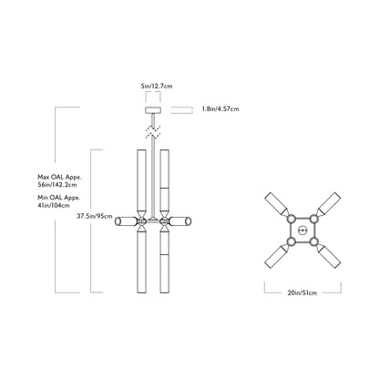 Castle CASL1203 LED Chandelier - line drawing.