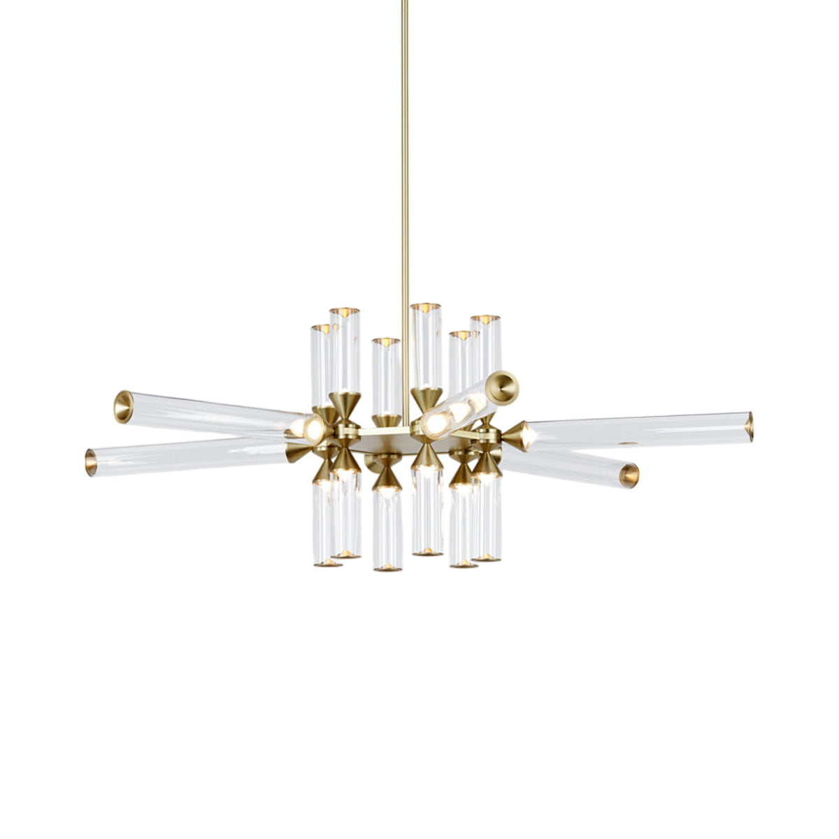 Castle CASL1801 LED Chandelier in Brushed Brass/Clear.