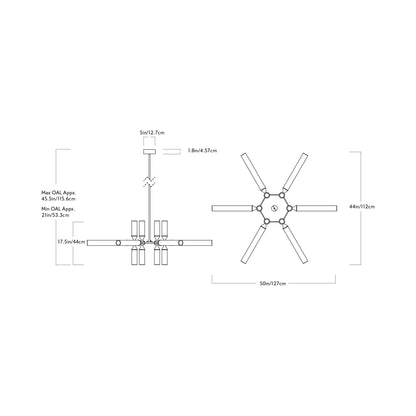 Castle CASL1801 LED Chandelier - line drawing.