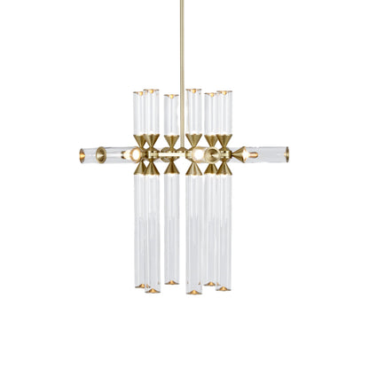 Castle CASL1802 LED Chandelier in Brushed Brass/Clear.