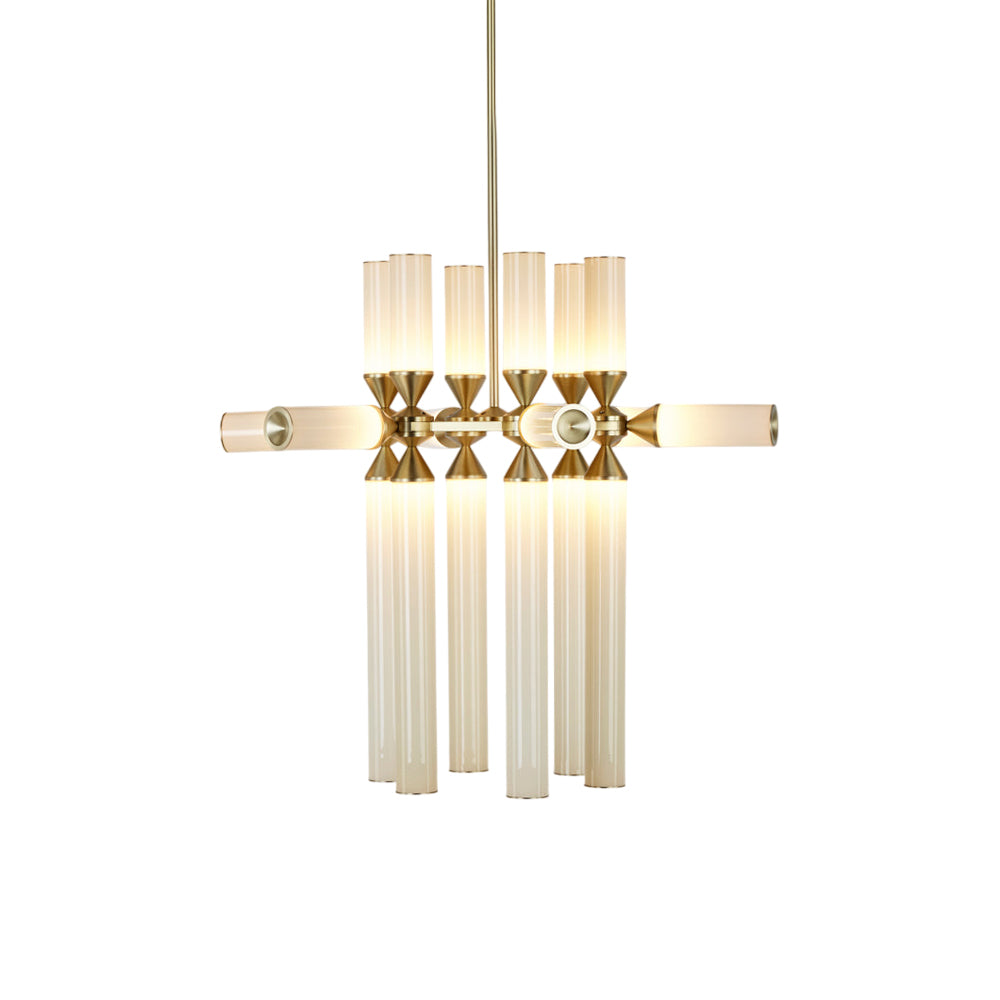 Castle CASL1802 LED Chandelier in Brushed Brass/Cream.