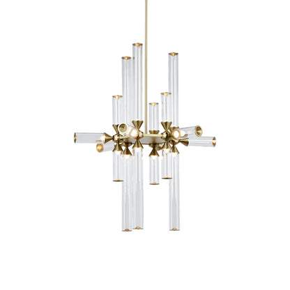 Castle CASL1803 LED Chandelier in Brushed Brass/Clear.