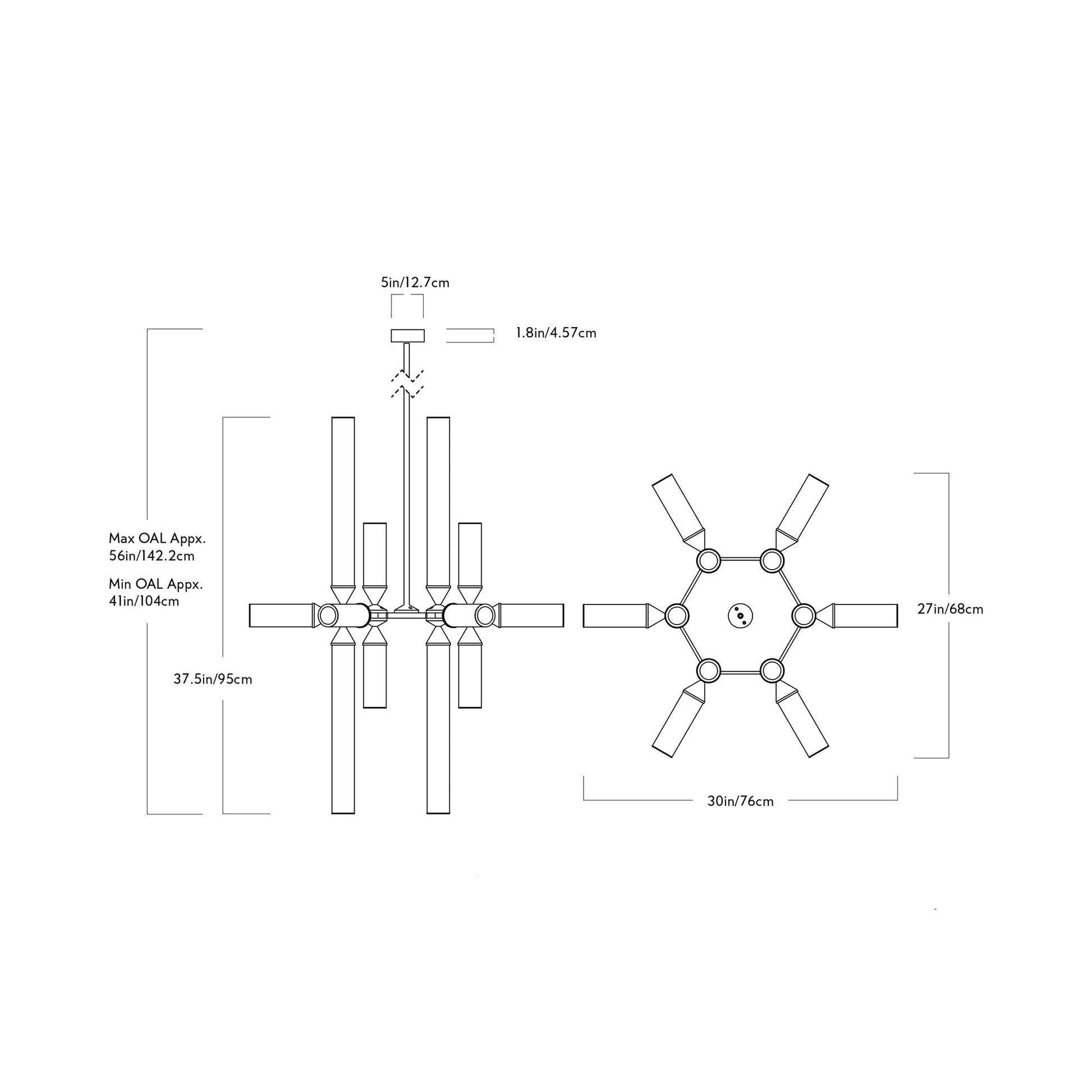 Castle CASL1803 LED Chandelier - line drawing.
