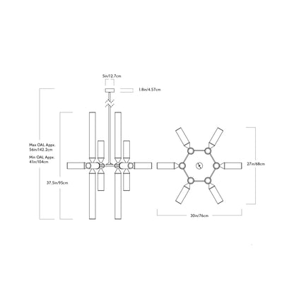 Castle CASL1803 LED Chandelier - line drawing.