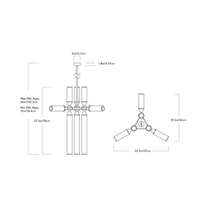 Castle CASL902 LED Chandelier - line drawing.