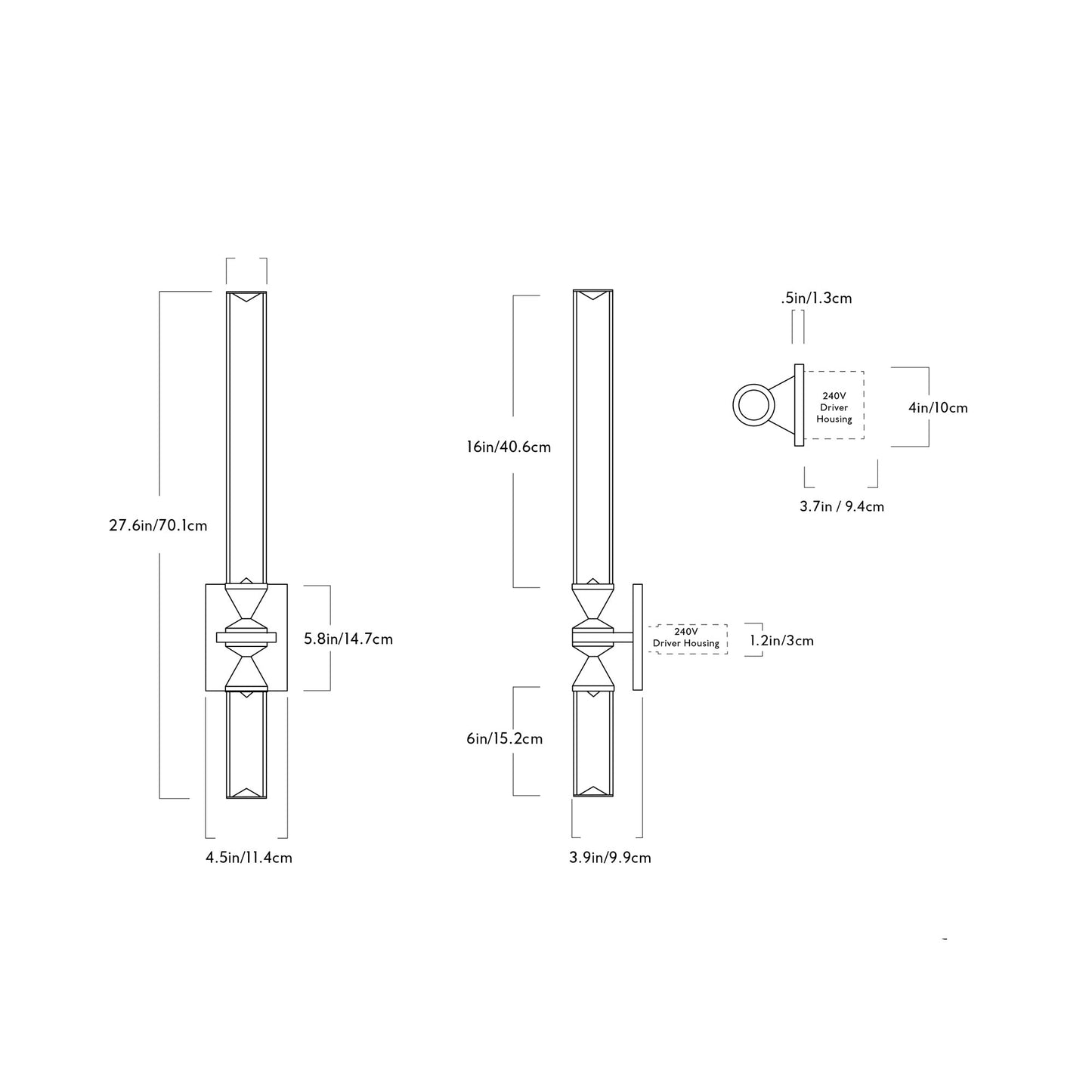 Castle LED Wall Light - line drawing.