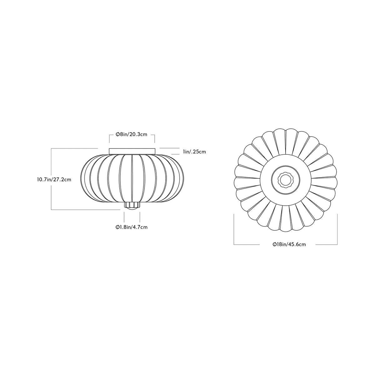 Cloud LED Flush Mount Ceiling Light - line drawing.