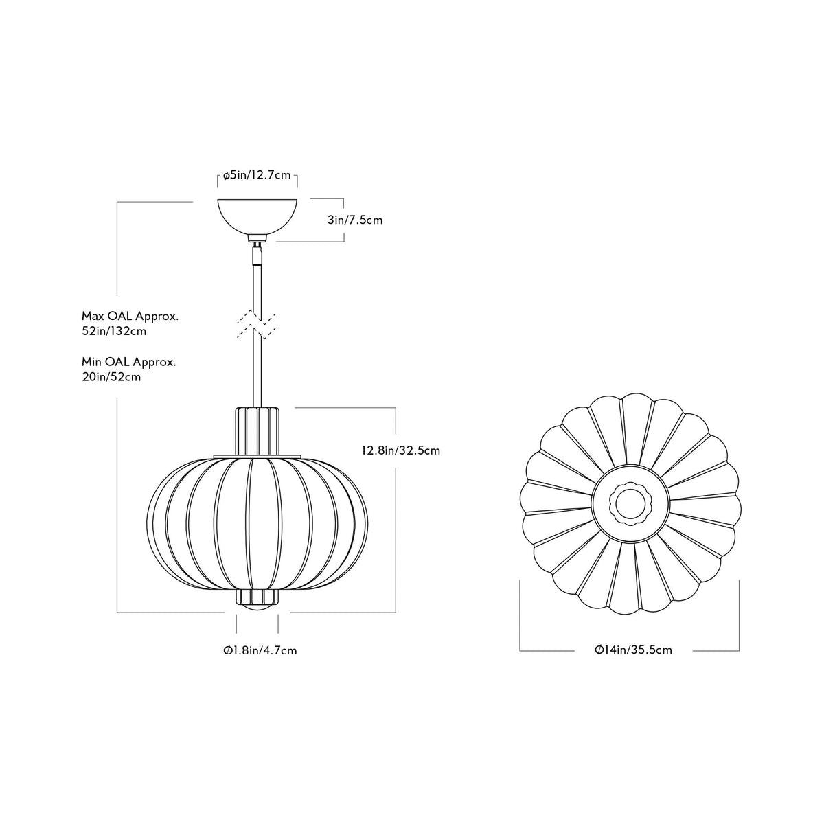 Cloud LED Pendant Light - line drawing.