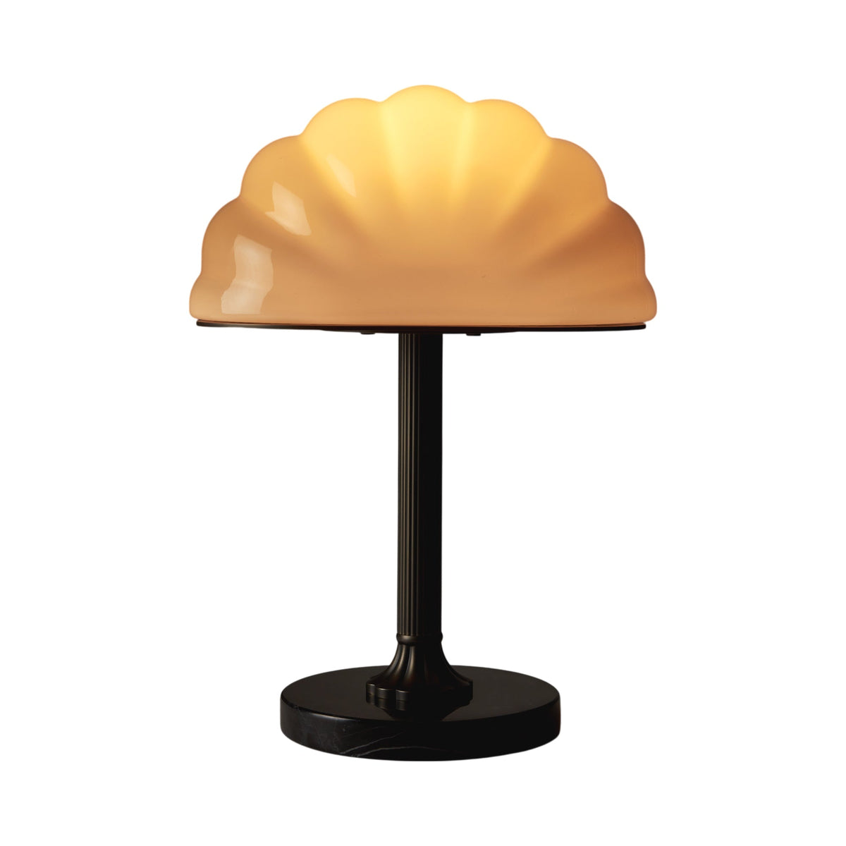 Cloud LED Table Lamp in Antique Brass/Cream.