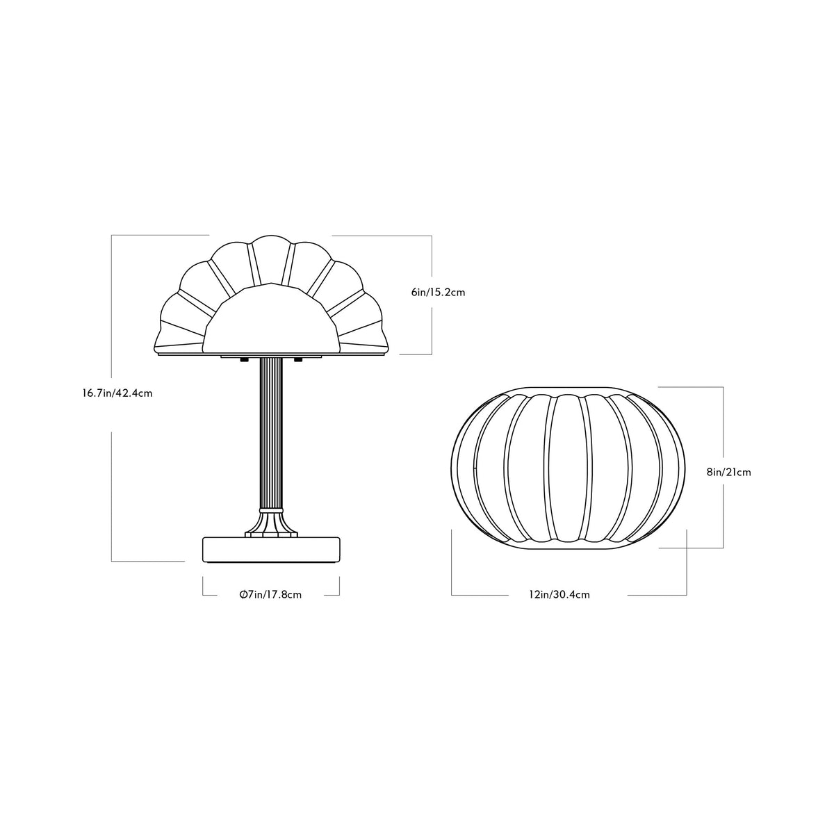 Cloud LED Table Lamp - line drawing.